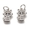 Brass Micro Pave Clear Cubic Zirconia Charms, Long-Lasting Plated, with Jump Ring, Cat, Platinum, 11.5x8x2mm, Jump Ring: 5x1mm, 3mm Inner Diameter