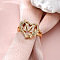 Heart with Flower Hollow Out Brass Finger Rings, Golden, Letter M, Inner Diameter: 17mm