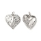 Brass Micro Pave Clear Cubic Zirconia Pendants, Cadmium Free & Nickel Free & Lead Free, with Jump Ring, Heart with Wing Charms, Platinum, 17.5x16x4mm, Hole: 3.5mm