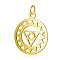 201 Stainless Steel Pendants, Chakra, Visuddha, Flat Round with Triangle, Golden, 22.5x19x1mm, Hole: 3mm