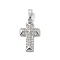 Ion Plating(IP) 304 Stainless Steel Micro Pave Cubic Zirconia Pendants, Cross Charms, Stainless Steel Color, 17.5x10x1.8mm, Hole: 4x2.5mm