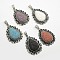 Platinum Alloy Natural Lava Rock Pendants, Dyed, with Black Enamel, teardrop, Mixed Color, 48x34x9mm, Hole: 6x4mm