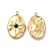 PVD Vacuum Plating 201 Stainless Steel with Rhinestone Pendants, Oval Charms, Real 18K Gold Plated, Fern Green, 20x13x3.5mm, Hole: 1.2mm