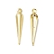 Rack Plating Brass Pendant, Cadmium Free & Lead Free, Cone Charm, Real 24K Gold Plated, 15x3x1mm, Hole: 1mm