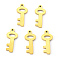 PVD Vacuum Plating 304 Stainless Steel Pendants, Laser Cut, Key, Real 18K Gold Plated, 19x8.5x1mm, Hole: 1.2mm