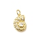 Brass Micro Pave Clear Cubic Zirconia Pendants, Conch Charms, Rack Plating, Long-Lasting Plated, Lead Free & Cadmium Free, Real 18K Gold Plated, 15x10.5x3.5mm, Hole: 3mm