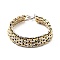 PVD Vacuum Plating 201 Stainless Steel Watch Band Bracelets, with 304 Stainless Steel Clasp and Jump Ring, Golden & Stainless Steel Color, 22.5x1.6x0.55cm