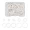 52Pcs 10 Style Brass Linking Rings, Long-Lasting Plated, Round Ring, 925 Sterling Silver Plated, 8~40x1mm, Inner Diameter: 6~38mm