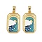 Brass Enamel Pendants, Long-Lasting Plated, Lead Free & Cadmium Free, Rack Plating, Golden, Rectangle with Cloud Charms, Colorful, 27.5x16x2.5mm, Hole: 5.5x3mm