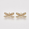 Brass Micro Pave Cubic Zirconia Links connectors, Bowknot, Clear, Nickel Free, Real 18K Gold Plated, 12x6x3.5mm, Hole: 1.2mm