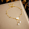 304 Stainless Steel Rhinestone & Plastic Pearl Charm Double Layer Anklets for Women, Golden
, Heart, 8-1/4 inch(210mm)