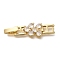 Brass Micro Pave Clear Cubic Zirconia Fold Over Clasps, Cadmium Free & Lead Free, Lasting Plated, Real 18K Gold Plated, 33x8.5x4mm, Hole: 3x3mm