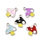 Alloy Enamel Pendants, Mushroom Charms, Mixed Color, Platinum, 16x13.5x1.5mm, Hole: 1.8mm
