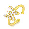 Rack Plating Brass Open Cuff Rings for Women, with ABS Imitation Pearl, Cadmium Free & Lead Free, Long-Lasting Plated, Letter, Letter W, Inner Diameter: 17mm, Letter W: 10.8x10.5mm