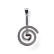 Rack Plating Brass Pendants, Mosquito Coil Charm, Platinum, 33.5~35.5x19.5~21.5x7~10mm, Hole: 4~4.5x5~5.5mm