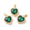Brass Micro Pave Cubic Zirconia Pendants, Cadmium Free & Nickel Free & Lead Free, Heart, Real 18K Gold Plated, 16.5x14x5.5mm, Hole: 4x1.8mm