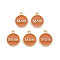 Mother's Day Alloy Enamel Charms, Cadmium Free & Lead Free, Light Gold, Flat Round with Mom, FireBrick, 14.5x12x2mm, Hole: 1.4mm