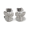 Brass Stud Earring Findings, with 925 Sterling Silver Pin, Cadmium Free & Nickel Free & Lead Free, Bowknot, Platinum, 11x11mm, Pin: 11.5x0.7mm & 3.5x0.7mm