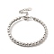 Clear Cubic Zirconia Beaded Cuff Bangle with Clasps, Rack Plating Brass Jewelry for Women, Cadmium Free & Lead Free, Platinum, 6-1/4 inch(16cm)