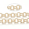 Iron Rolo Chains, Unwelded, with Spool, Textured, Light Gold, Link: 8x1.5mm, about 39.37 Feet(12m)/roll