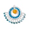 Natural Malaysia Jade(Dyed) & Glass Seed Beads Fan Pendants, Boho Charms with Brass Findings, Platinum, 37x43x8mm, Hole: 1.4mm