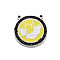 304 Stainless Steel Pendants, with Rhinestone and Enamel, Flat Round with Hand, Jet, 20x19.5x3mm, Hole: 1.4mm
