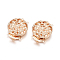 Brass Box Clasps, Multi-Strand Clasps, 3-Strands, 6 Holes, Long-Lasting Plated, Flower, Light Gold, 31x22x7mm, Hole: 1.2mm