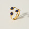 French Style Natural Lapis Lazuli Ring, Stainless Steel Cuff Rings, Real 18K Gold Plated