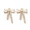 Brass Micro Pave Clear Cubic Zirconia Pendants, Cadmium Free & Nickel Free & Lead Free, with Glass, Bowknot, Real 18K Gold Plated, 16x11.5x2.5mm, Hole: 1.4mm