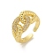 Oval Kont Brass Micro Pave Clear Cubic Zirconia Open Cuff Rings, Cadmium Free & Lead Free, for Women, Real 18K Gold Plated, 11mm, Adjustable