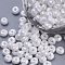Baking Paint Glass Seed Beads, Round, White, 4~4.5x3mm, Hole: 1~1.2mm, about 4500pcs/bag, about 450g/bag