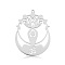 Non-Tarnish 201 Stainless Steel Yoga Theme Pendants, Laser Cut, Lotus with Human, Stainless Steel Color, 43x32x1mm, Hole: 1.6mm