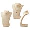 Stereoscopic Necklace Bust Displays, PU Mannequin Jewelry Displays, Covered by Rattan, Wheat, 210x125x278mm