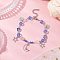 Glass Beaded Bracelets, with Alloy Pendants and 304 Stainless Steel Ends Chains, Star & Moon, Cornflower Blue, 7-7/8 inch(20cm)