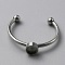 304 Stainless Steel Cuff Ring Components, with 201 Stainless Steel Tray and Beads, Stainless Steel Color, US Size 7 1/4(17.5mm), Tray: 4mm