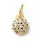 Rack Plating Brass Micro Pave Cubic Zirconia Pendants, Long-Lasting Plated, Lead Free & Cadmium Free, Flower Charms, with Jump Ring, Real 18K Gold Plated, 7x5.5x2mm, Hole: 3mm