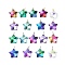 Electroplated Glass Charms, with Jump Rings, Faceted, Mixed Color, Star, Golden & Stainless Steel Color, 13x13x6.5mm, Hole: 5.3mm