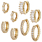4 Pairs 4 Style Clear Cubic Zirconia Rectangle Hoop Earrings, Brass Jewelry for Women, Real 18K Gold Plated, 12~17x12.5~18x2~5.5mm, Pin: 0.8~0.9mm, 1 Pair/style