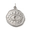 Tarnish Resistant 304 Stainless Steel Pendant Rhinestone Settings, Flat Round with Eye, Stainless Steel Color, Fit for 1.5mm Rhinestone, 17x15x2mm, Hole: 2.7mm