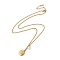 Golden Stainless Steel Pendant Necklace, with Imitation Pearl, Evil Eye, 19.69 inch(50cm)