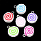 Handmade Polymer Clay Pendants, with Iron Findings, Flat Round with Vortex, Platinum, Mixed Color, 20~21x15~16.5x5mm, Hole: 2mm