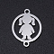 Non-Tarnish 201 Stainless Steel Links connectors, Girl, Stainless Steel Color, 19x14x1mm, Hole: 1.5mm