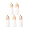 Faux Suede Tassel Pendant Decorations, with CCB Plastic Cord Ends, Light Gold, White, 33~35x10mm, Hole: 2.5mm