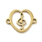 Ion Plating(IP) 201 Stainless Steel Hollow Connector Charms, Heart Links with Musical Note, Real 18K Gold Plated, 11.5x15x1mm, Hole: 1.4mm