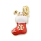 Christmas Theme Brass Micro Pave Cubic Zirconia Pendants, Cadmium Free & Nickel Free & Lead Free, with Enamel, Real 18K Gold Plated, Christmas Socking, 17x12.5x3.5mm, Hole: 4.5x2.5mm
