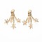 Brass Micro Pave Clear Cubic Zirconia Pendants, Nickel Free, Flower, Real 18K Gold Plated, 30.5x24.5x5mm, Hole: 6x2.5mm