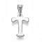 Non-Tarnish 304 Stainless Steel Pendants, Stainless Steel Color, Initial Letter.T, 20x13.5x1.8mm, Hole: 3x7mm