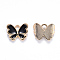 Alloy Enamel Charms, Butterfly, Light Gold, Black, 10.5x13x3mm, Hole: 2mm