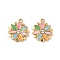 304 Stainless Steel Enamel Rhinestone Flower Pendants, Ion Plating(IP), Real 18K Gold Plated, Colorful, 16.5x14x2.5mm, Hole: 1.4mm