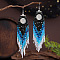 Handmade Glass Seed Beads Moon Dangle Earrings, Platinum, 130x30mm
